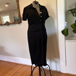 J. Crew Black Sheath Dress with Notched Collar